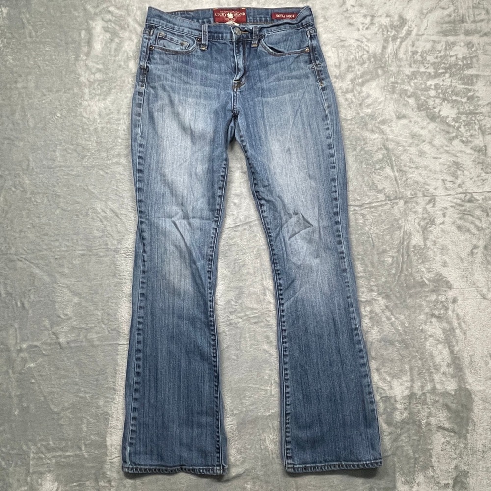 Lucky Brand Sofia Boot Jeans Women 6/28 Medium Blue Mid Rise Stretch Bootcut